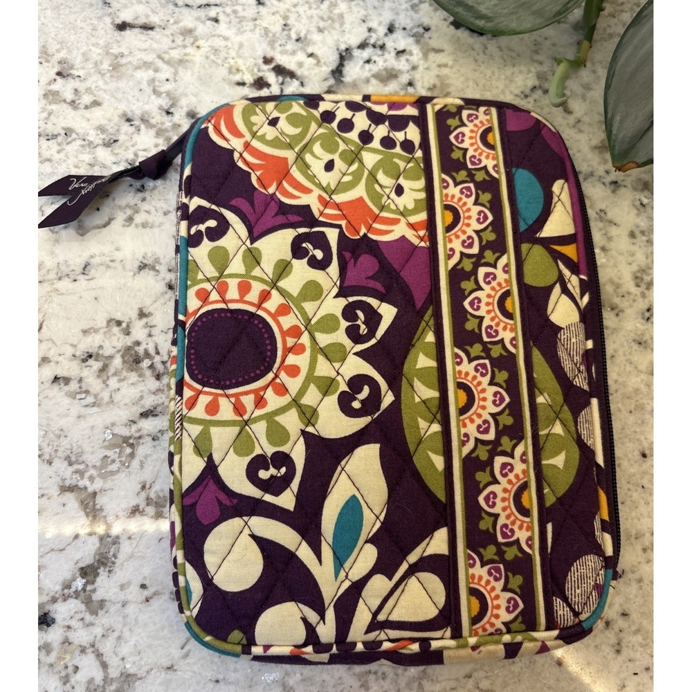 Retired Plum Crazy Quilted Cotton Floral Design Tablet Case 9 X 6.5 Inches